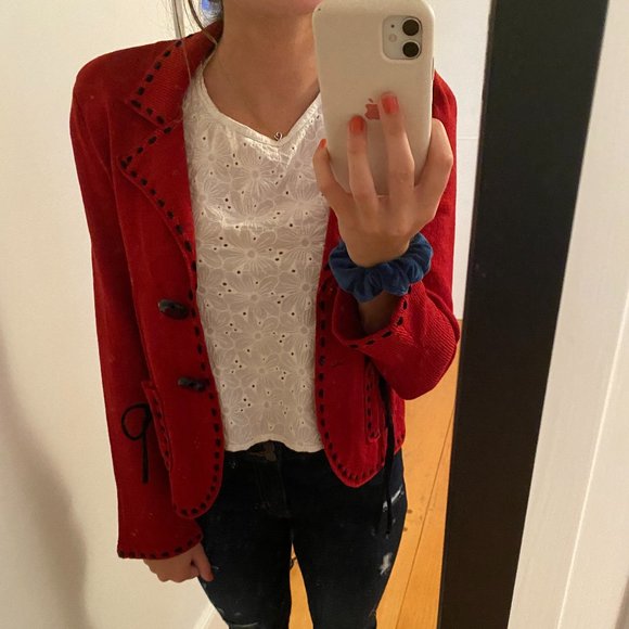 Vintage Bright Red Unique Designer Jacket - Picture 2 of 5